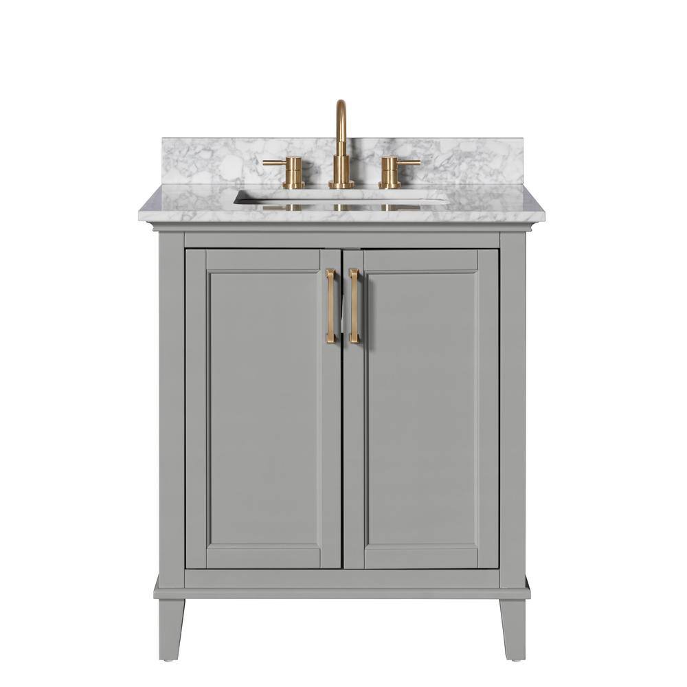 Home Decorators Collection Grayson 31 in. W x 22 in. D x 35 in. H Vanity in Storm Grey with White Marble Vanity Top 20305-VS31C-ST