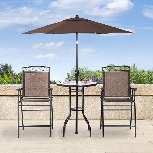 Outdoor Dining Table With Adjustable Table Umbrella，Outdoor Ready Set，Patio Dining Set