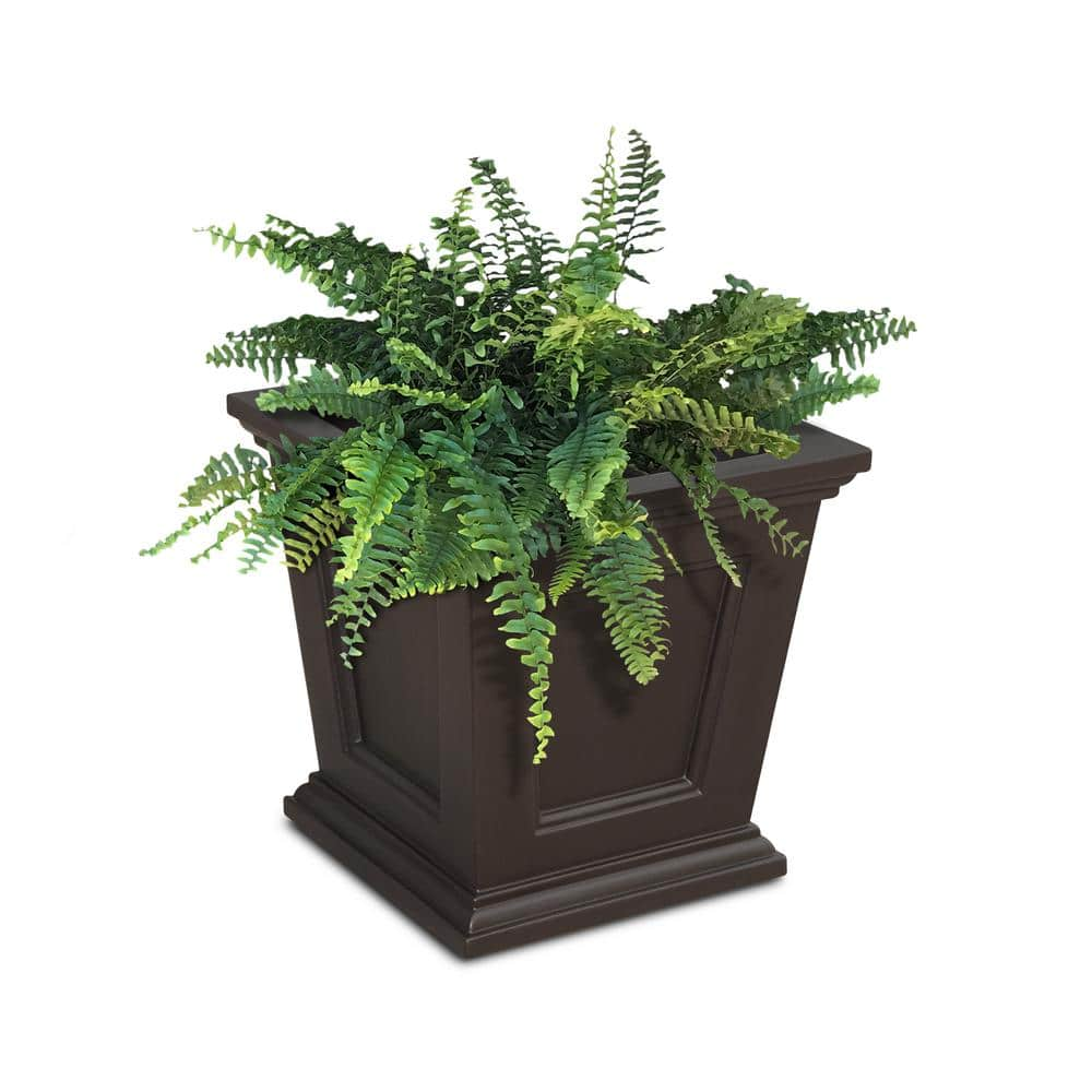 Mayne Fairfield 16 in. Square Self-Watering Espresso Polyethylene Planter 5887-ES