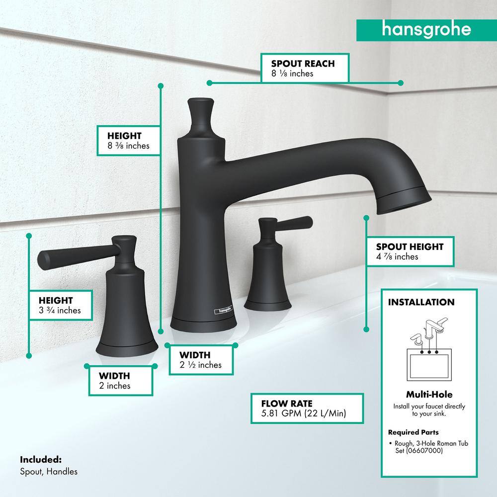 Hansgrohe Joleena 2-Handle Deck Mount Roman Tub Faucet in Matte Black 04776670