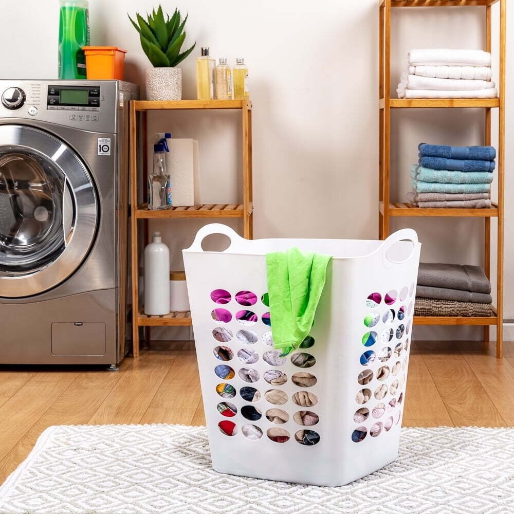 3 Pack White Flexible Plastic Square Laundry Hampers