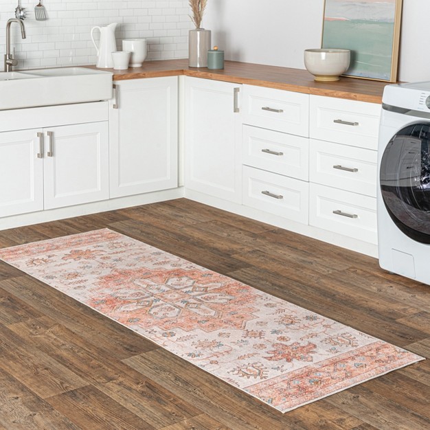 Nuloom Dawson Machine Washable Distressed Medallion Area Rug