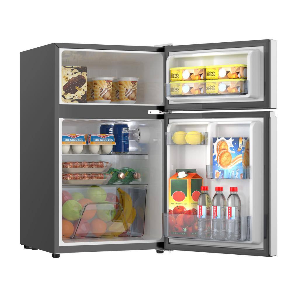 Magic Chef 3.1 cu. ft. 2-Door Mini Refrigerator in Stainless Steel Look with Freezer HMDR31GSE