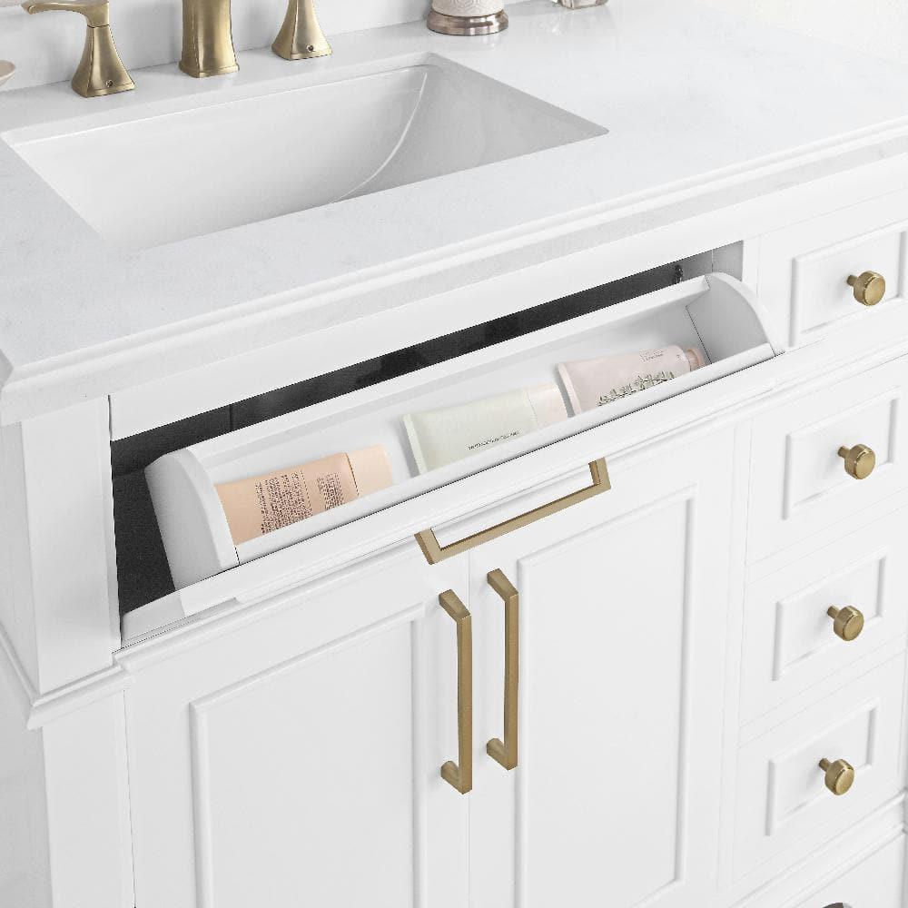 Home Decorators Collection Melpark 36 in W x 221 in D x 345 in H Freestanding Bath Vanity in White with White Cultured Marble Top