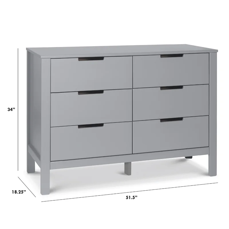 Carter's by DaVinci Colby 6 Drawer Double Dresser， Gray