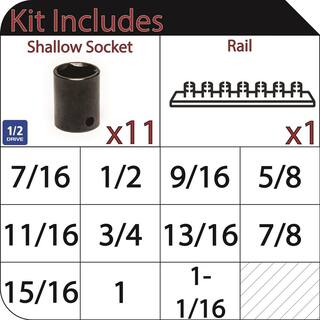 Husky 12 in. Drive Standard SAE Impact Socket Set (11-Piece) H2DIMSS11PC