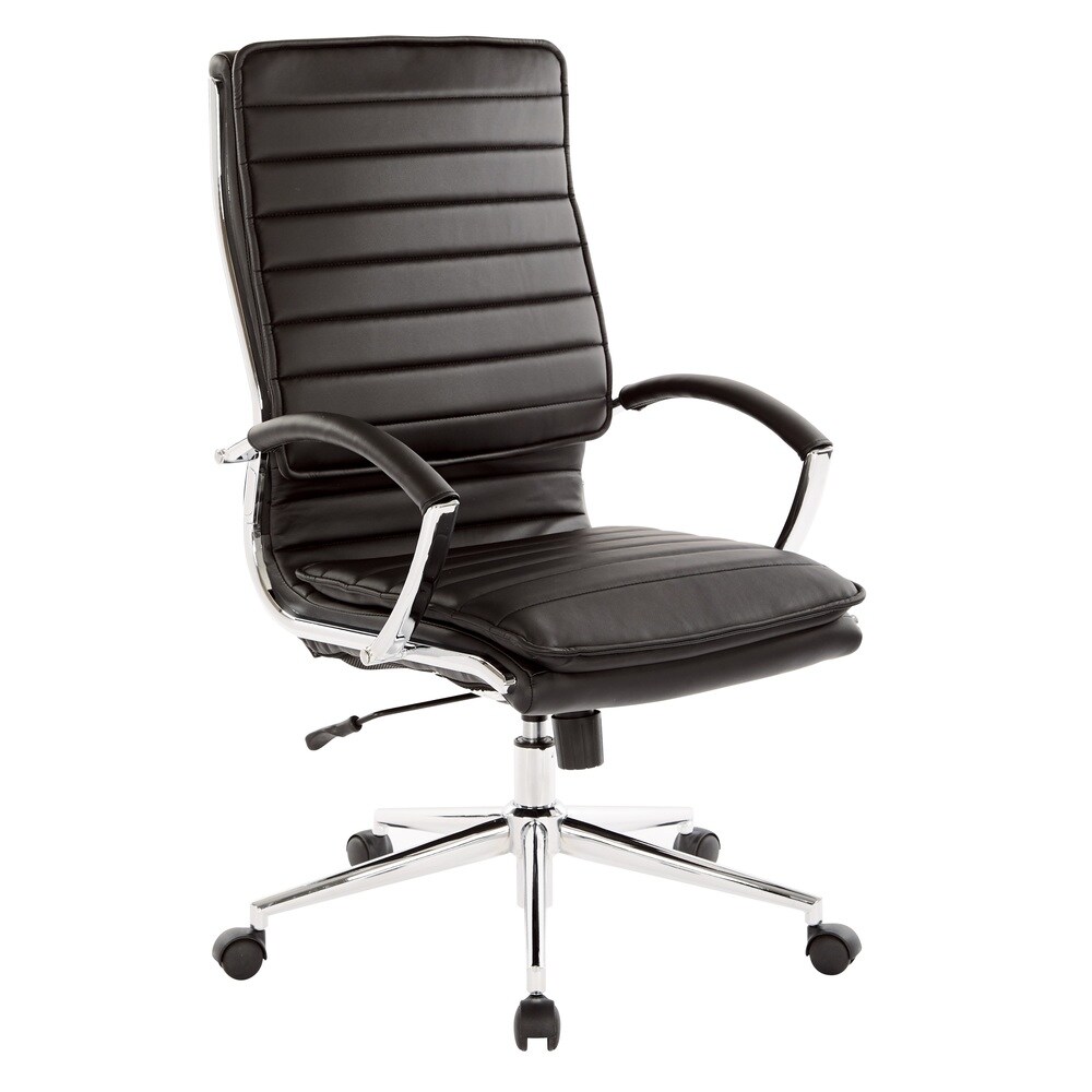 High Back Professional Managers Faux Leather Chair with Chrome Base and Removable Sleeves