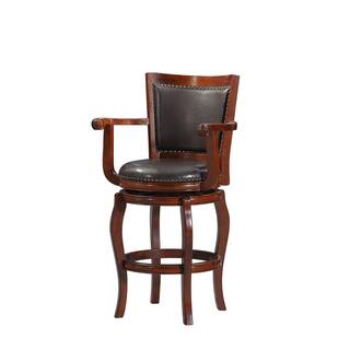 Boraam Jones 29 in.Cherry and Brown Swivel Barstool 52429