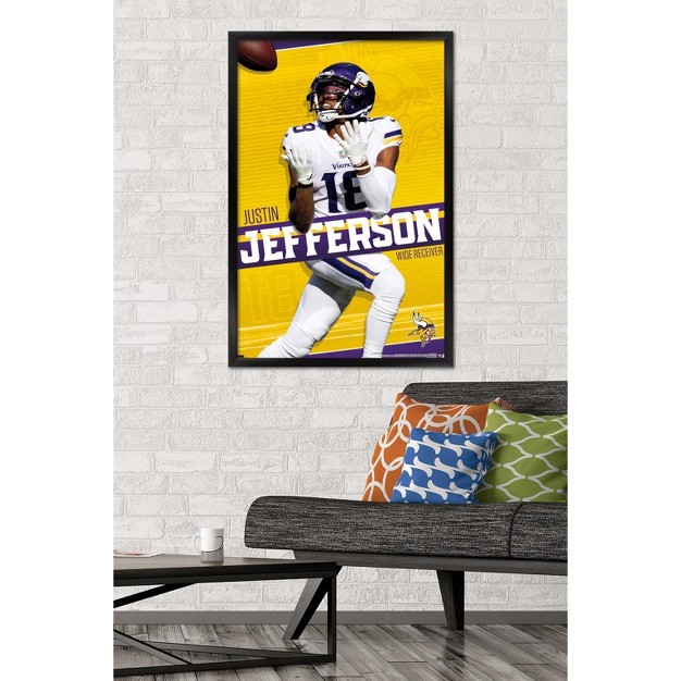 Trends International Nfl Minnesota Vikings Justin Jefferson 22 Framed Wall Poster Prints