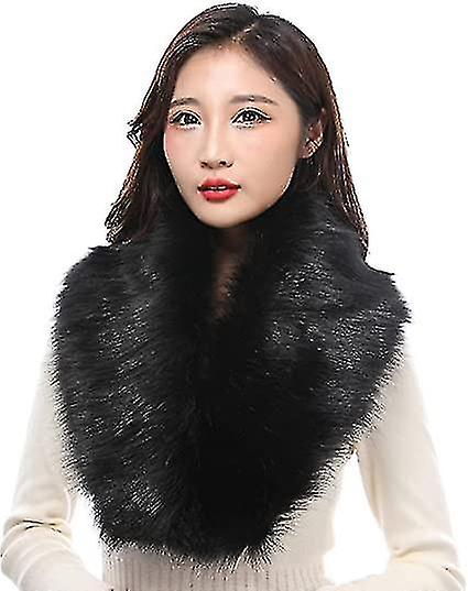 Women's Warm Fur Scarf With Faux Fur Collar， Suitable For Cold Winter