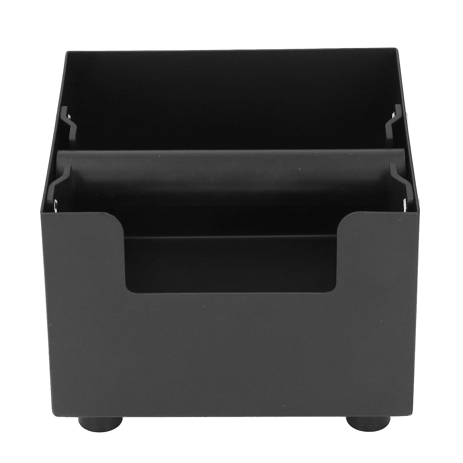 Coffee Knock Box Ground Waste Bin Container Stainless Steel Drawer Type Small Square Black