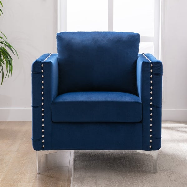 Ergonomic Velvet Tufted Button Accent Chair Comfortable Armchair Club Chair