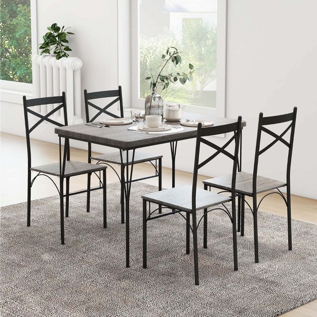 Costway 5 piece Dining Table Set Modern Rectangular Dining Table amp 4 Dining Chairs Set