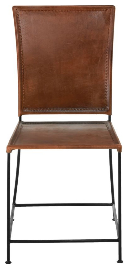 Brown Top Grain Leather Dining Chair Modern Minimalist Style   Industrial   Dining Chairs   by Sideboards and Things  Houzz