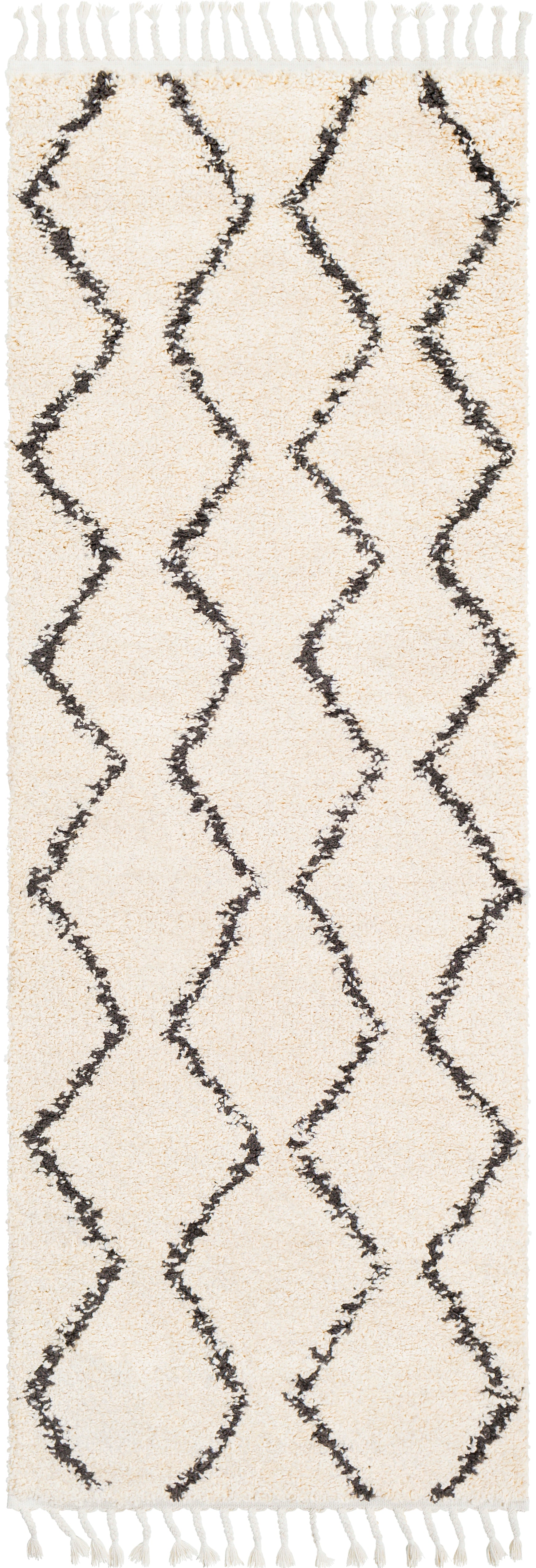 Berber Shag Rug in Charcoal & Beige