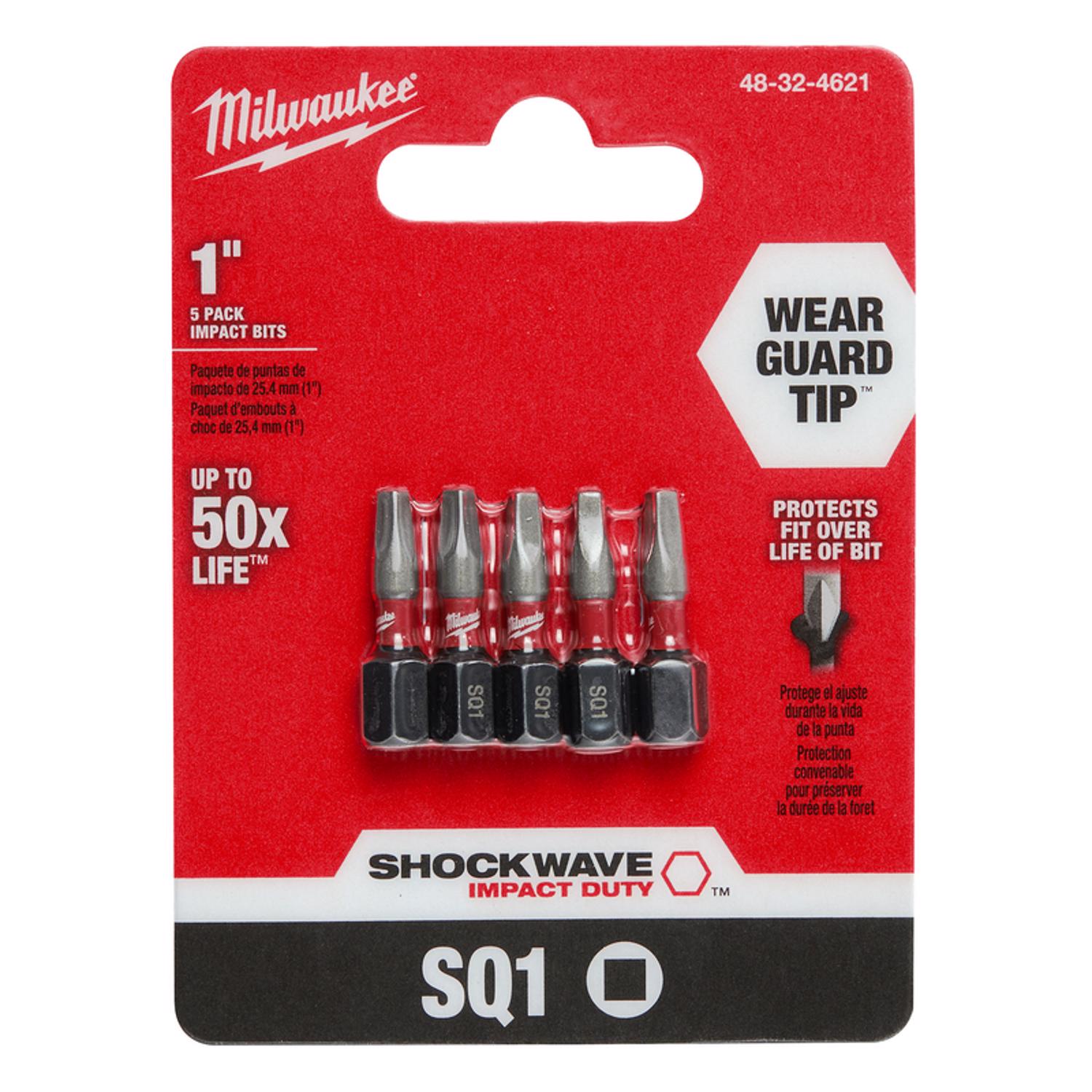 MW Shockwave Square #1 X 1 in. L Screwdriver Bit Steel 5 pc