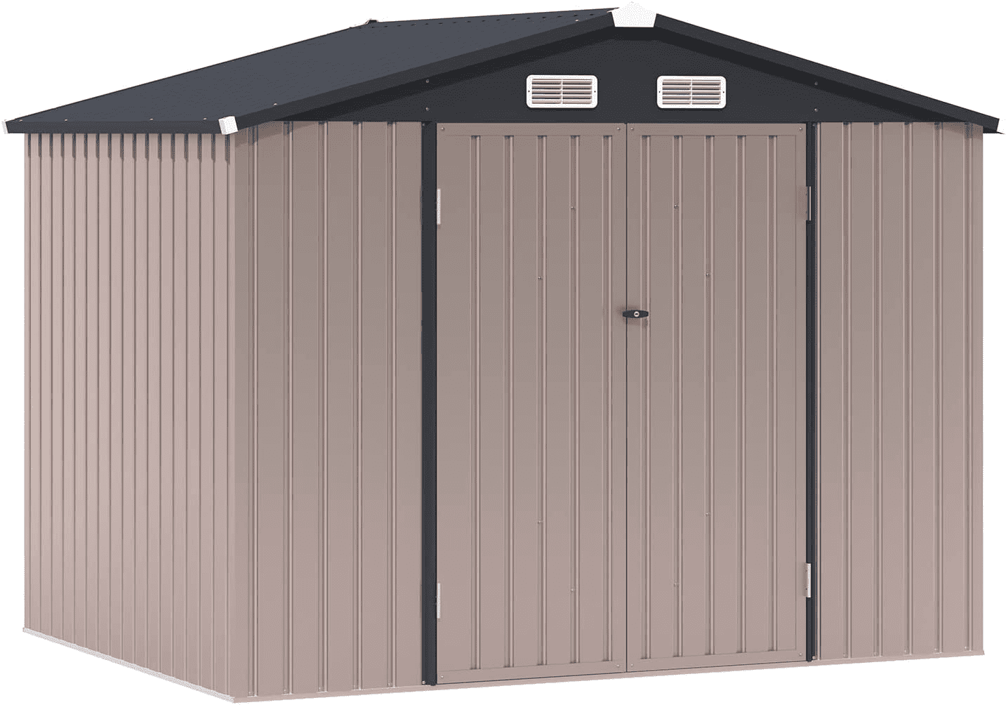 OC Orange-Casual 8' x 6' FT Outdoor Storage Shed, Metal Garden Tool Shed with Lockable Door, Outside Sheds & Storage Galvanized Steel, Brown