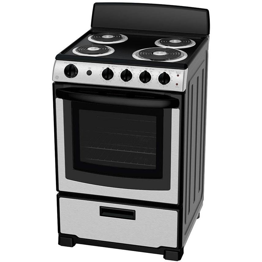 GE 24-inch Freestanding Electric Range with 4 Elements JCAS300RPSS