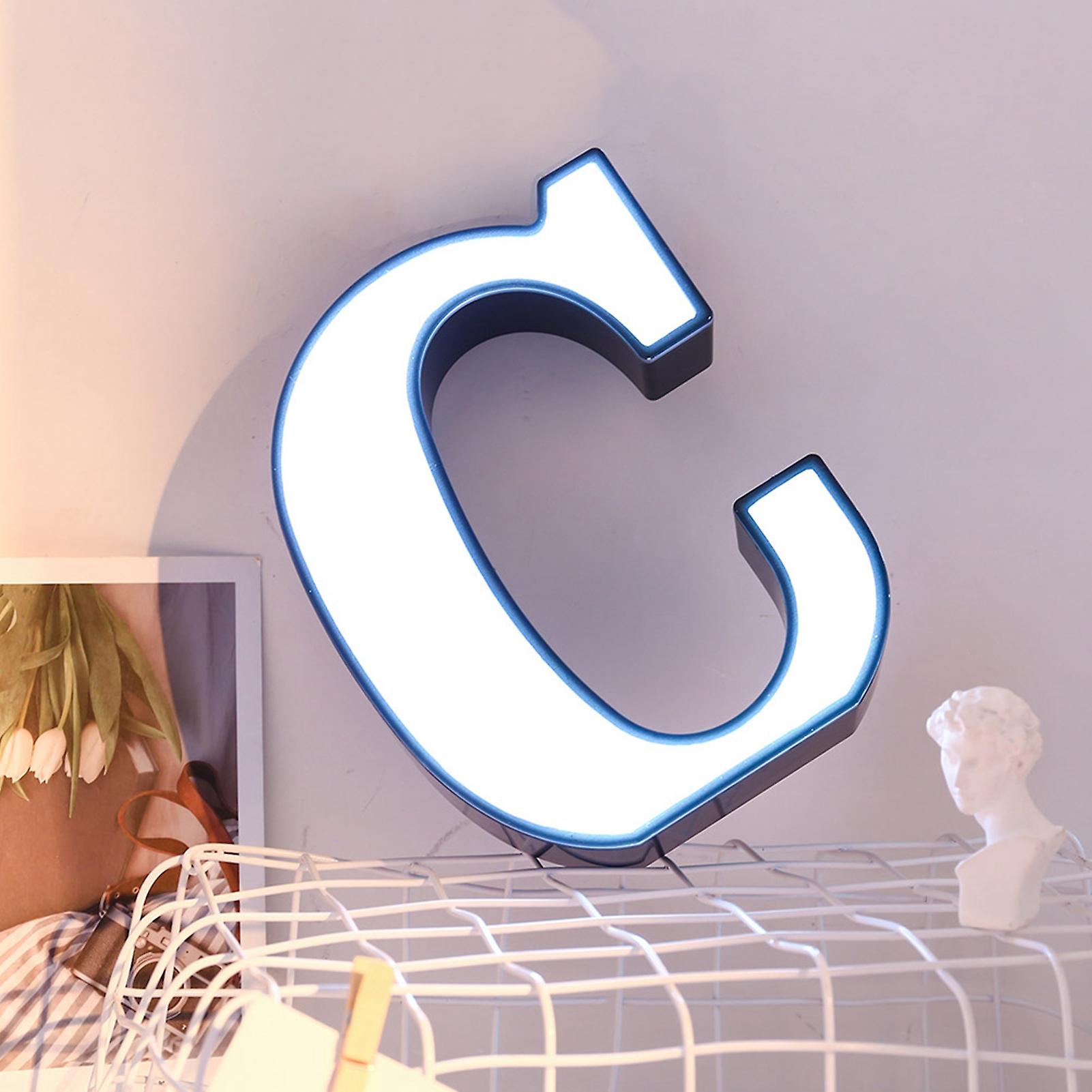 Plastic LED 26 English Alphabet Night Lamp Letter Shape Decoration Light for Birthday Propose ConfessionC White Light