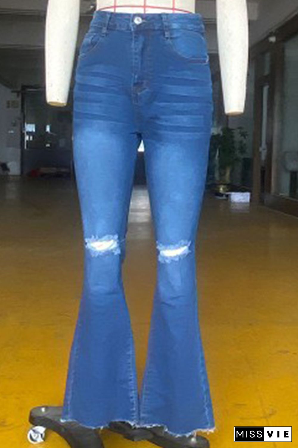 High Waist Ripped Flared Jeans Wholesale Boutique