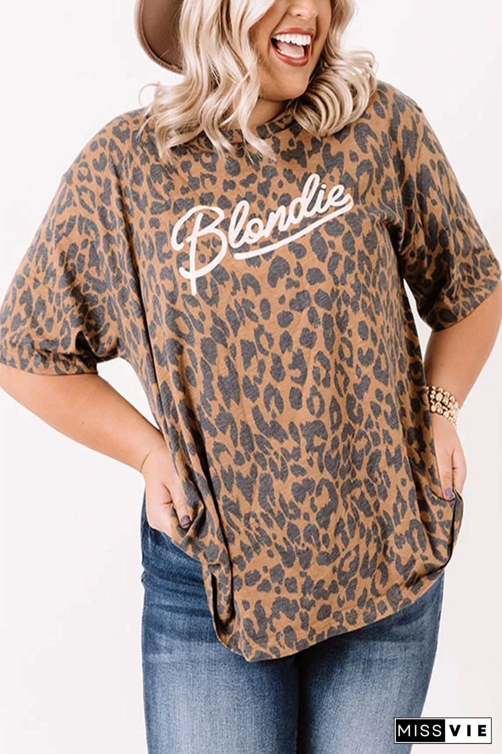 Brown Leopard Print Shift Plus Size Top