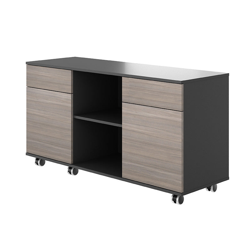 MONTE Executive Desk with Reversible Mobile Return 180cm - Hazelnut & Grey