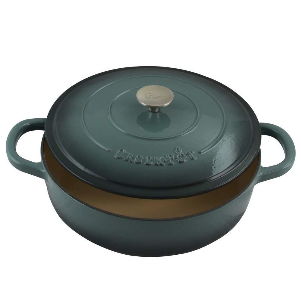 Enameled 5 Quart Cast Iron Round Braising Pan W/ Lid in Ash