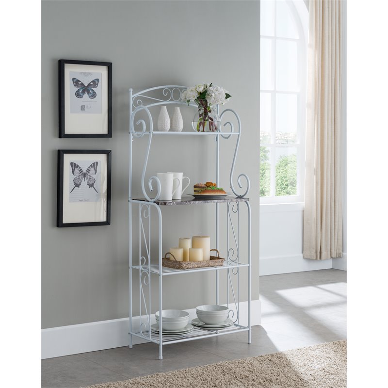 Pilaster Designs Destin 4-tier Metal Freestanding Kitchen Bakers Rack in White