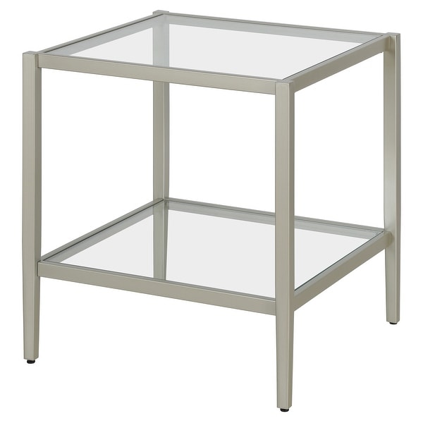 Hera 20'' Wide Square Side Table with Mirror Shelf