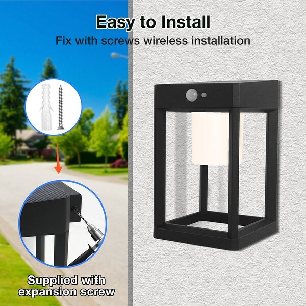 Solar Outdoor Light Dusk to Dawn Wall Lantern LED Solar IP44 Motion Sensor 2216 - Black Shopping - The Best Deals on Outdoor Wall Lanterns | 41428669