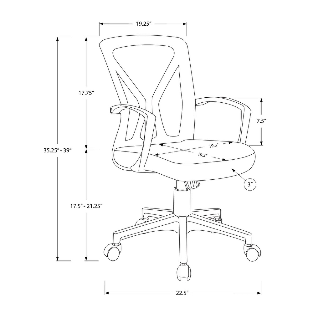 Office Chair  Adjustable Height  Swivel  Ergonomic  Armrests  Computer Desk  Work  Metal  Fabric  Contemporary