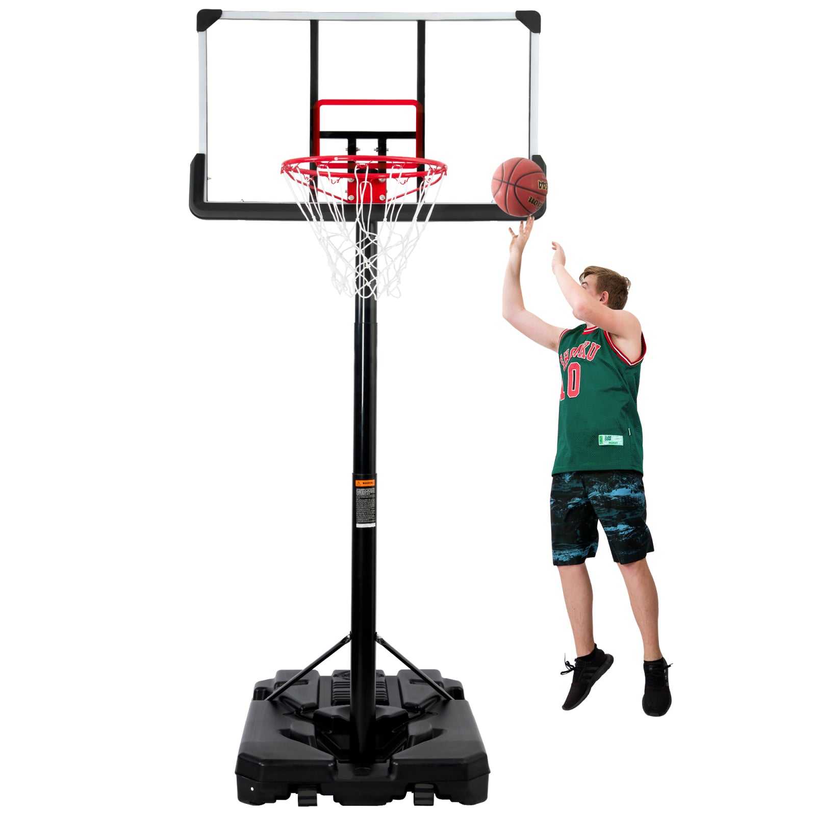 Pouseayar Portable Basketball Hoop and Goalt with 6.6-10ft Height， Black