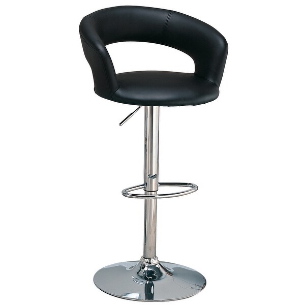 Modern Black Open Back Swivel Stool with Adjustable Chrome Pedestal