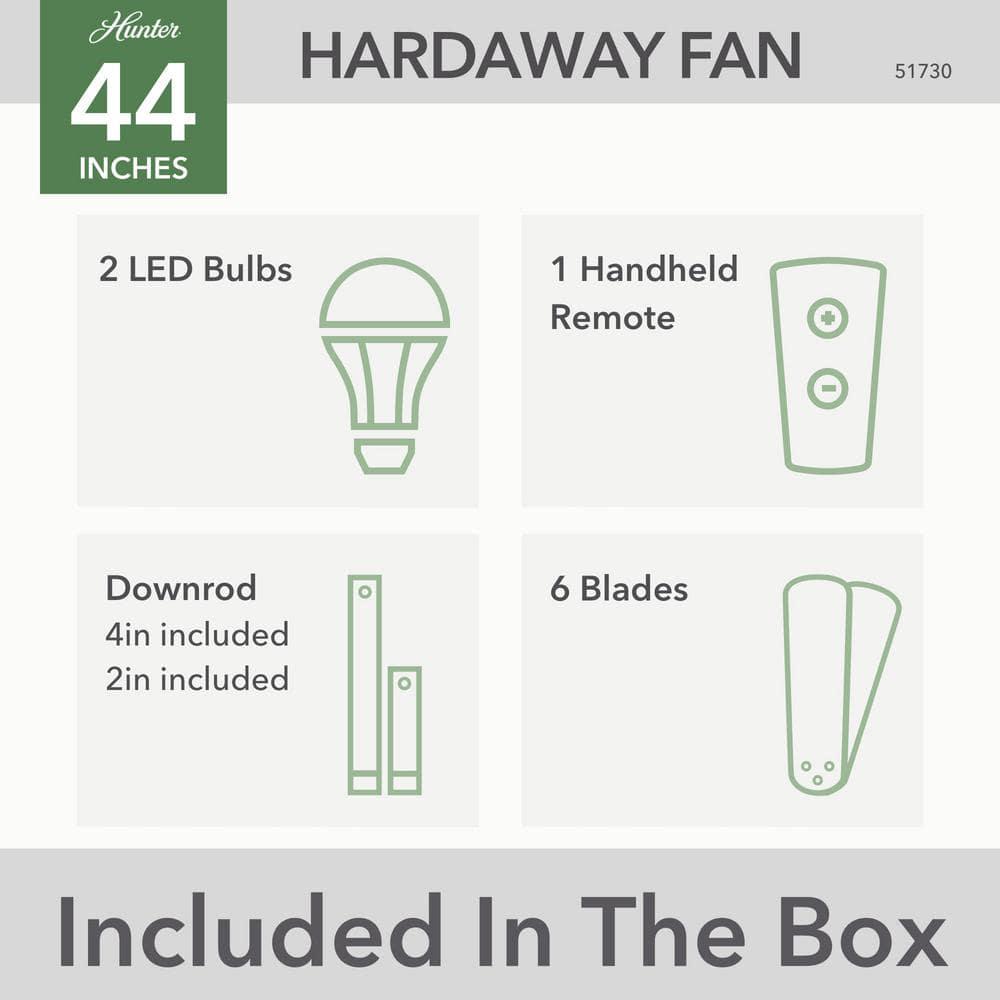 Hunter Hardaway 44 in Indoor Fresh White Ceiling Fan with Light Kit and Remote