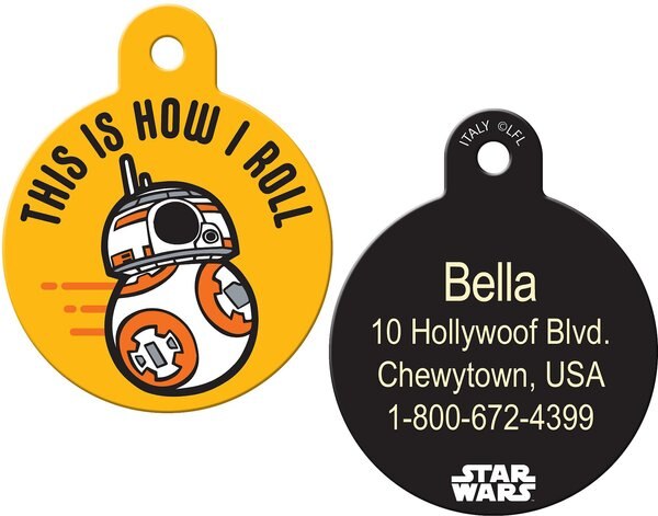 Quick-Tag Star Wars BB-8 How I Roll Circle Personalized Dog and Cat ID Tag