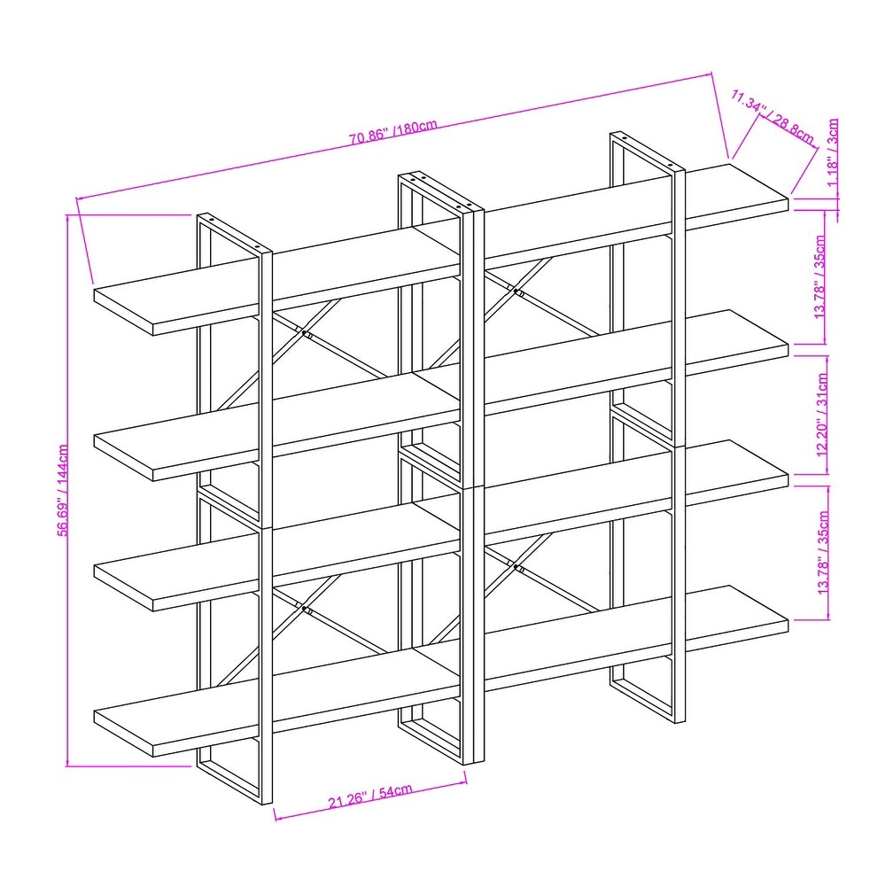 8 Tier and 8 Open Wider Metal Frame and Industrial Wood Etagere Bookcase   70.87*56.69*13 inches