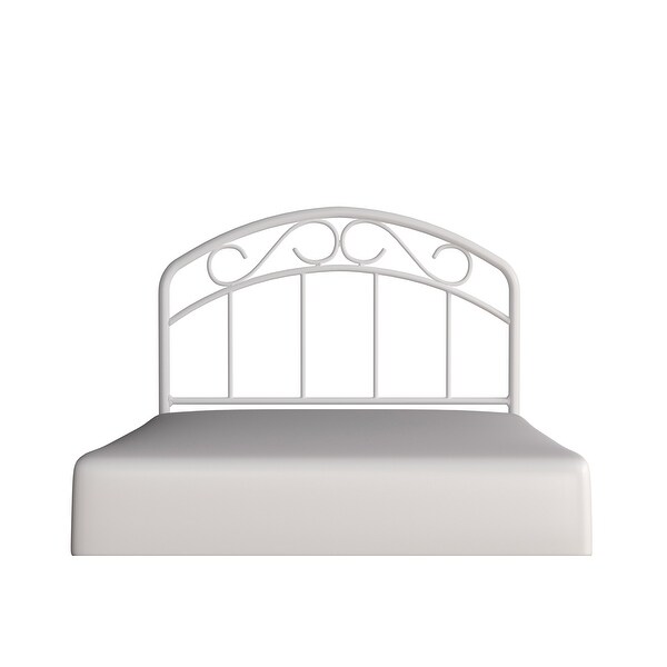 Porch and Den Neugebauer White Metal Arched Scroll Design Headboard - - 30417179