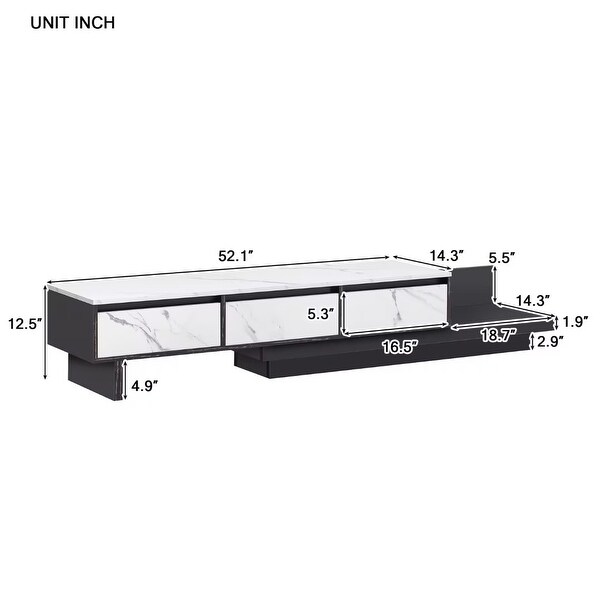 Extendable TV Stand Media Console with 3-Drawer - 65 inches in width