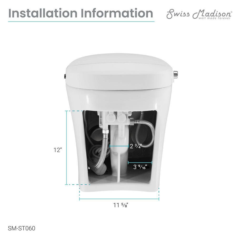 Swiss Madison Avancer Intelligent Tankless 1-piece 1.11.6 GPF Dual Flush Elongated Toilet in White Touchless Vortex Seat Included SM-ST060