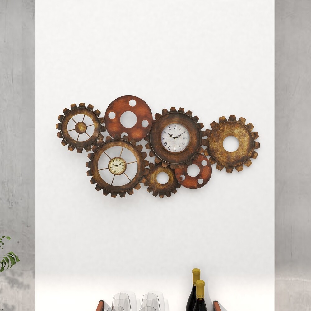 Brown Metal Gear Wall Clock