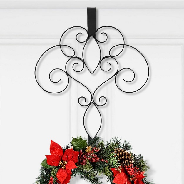 Scrollwork Full Scroll Christmas Wreath Hanger Matte Black