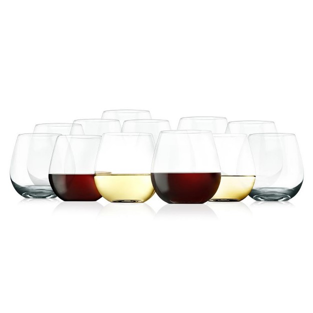 Nutrichef 12 Pcs Of Crystal clear Stemless Wine Glass Ultra Clear And Thin Elegant Clear Wine Glasses Hand Blown