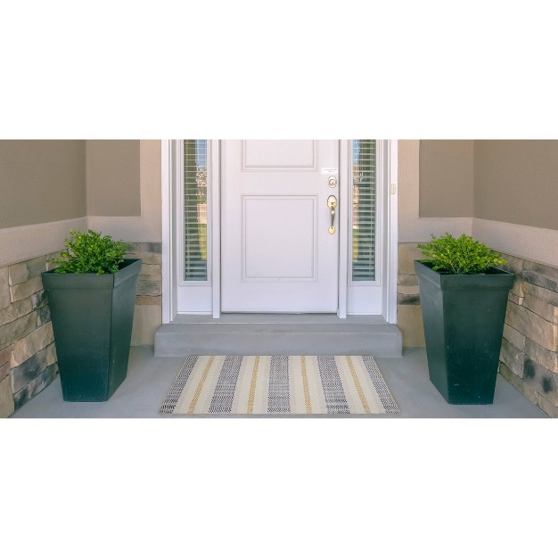 Maldon Washable Outdoor Rug Ivory blue Linon