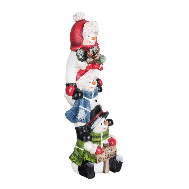 Transpac Resin 11 5 In Multicolor Christmas Stacked Snowman Decor