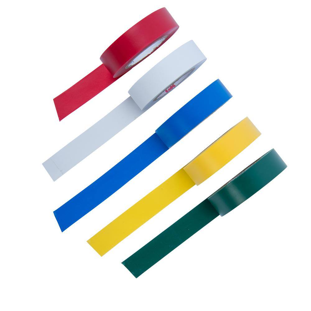 Gardner Bender 12 in. x 20 ft. Colored Electrical Tape (5-Pack) GTPC-550