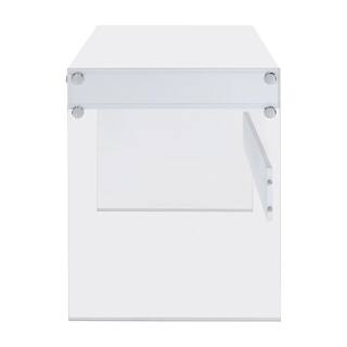 Coaster Writing Desk with Glass Sides Glossy White and Clear 800829