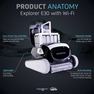 Dolphin Explorer E30 Robotic Vacuum Pool Cleaner with Wi-Fi Control Ideal for All Pool Types 99996241-XPI