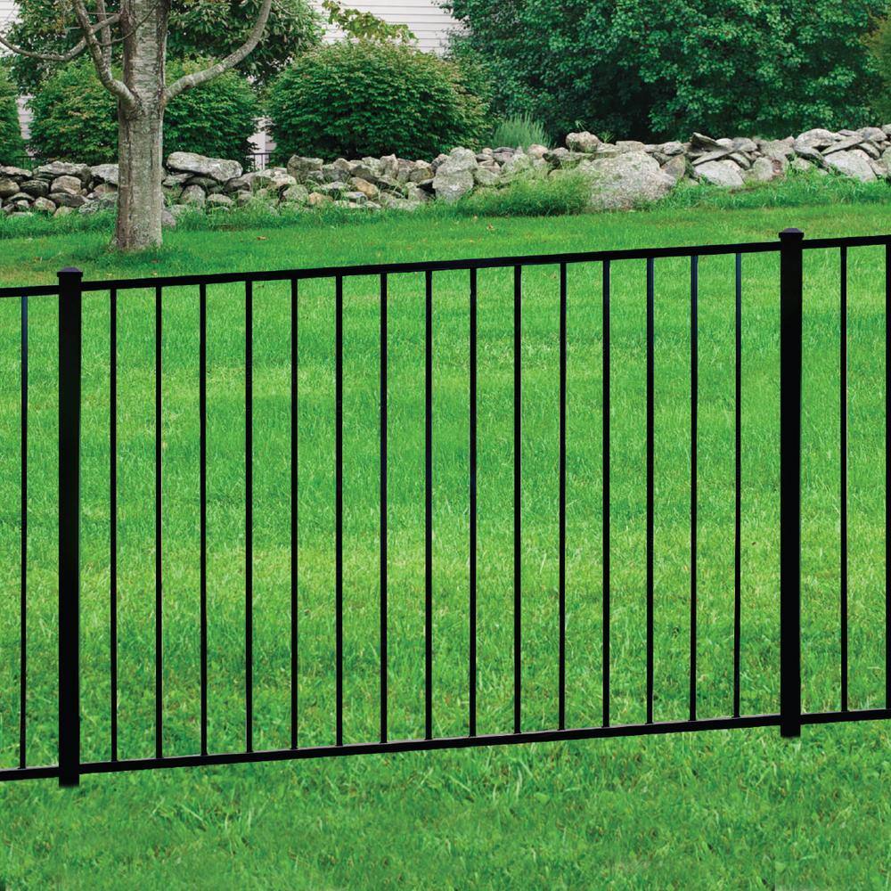 FORGERIGHT Newtown 4 ft. H x 6 ft. W Black Aluminum Pre-Assembled Fence Panel 863016