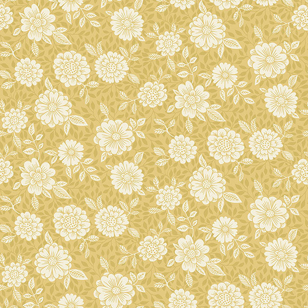 Sample Lizette Mustard Charming Floral Wallpaper