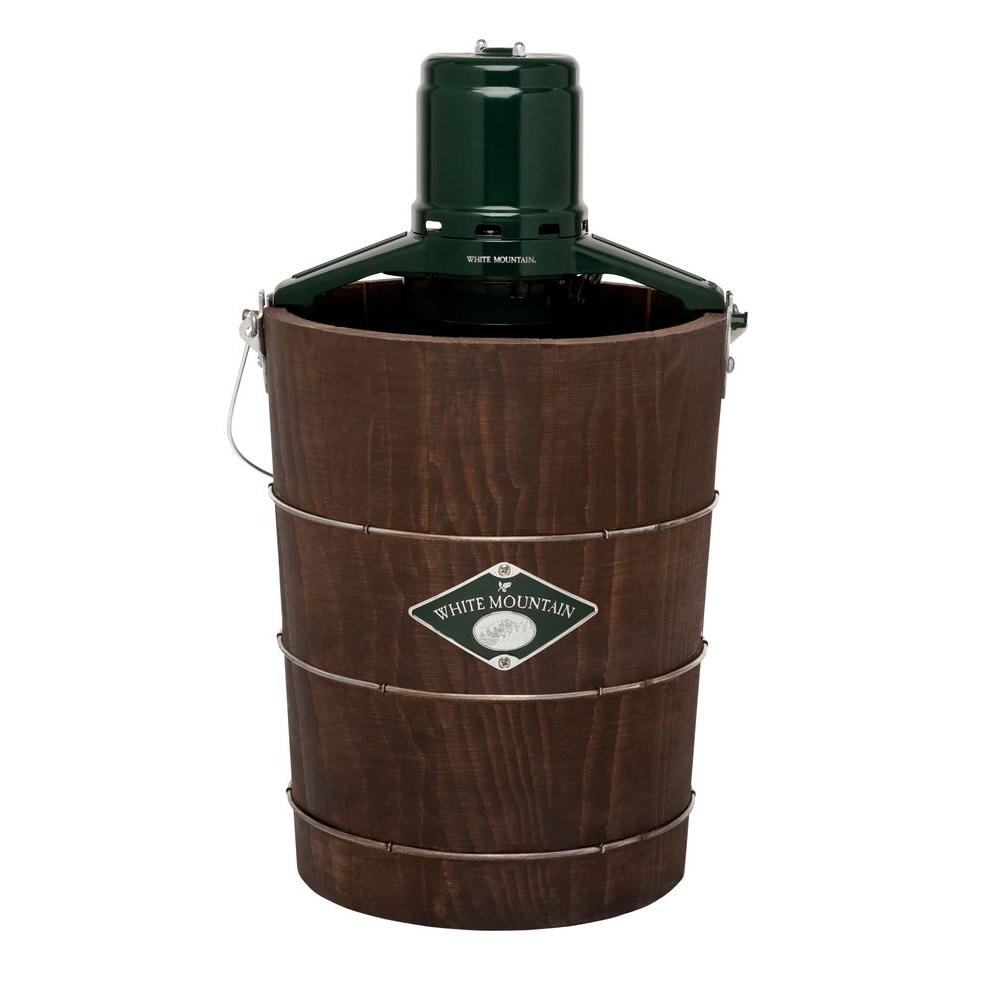 White Mountain 6 Qt. Green and Brown Electric Ice Cream Maker